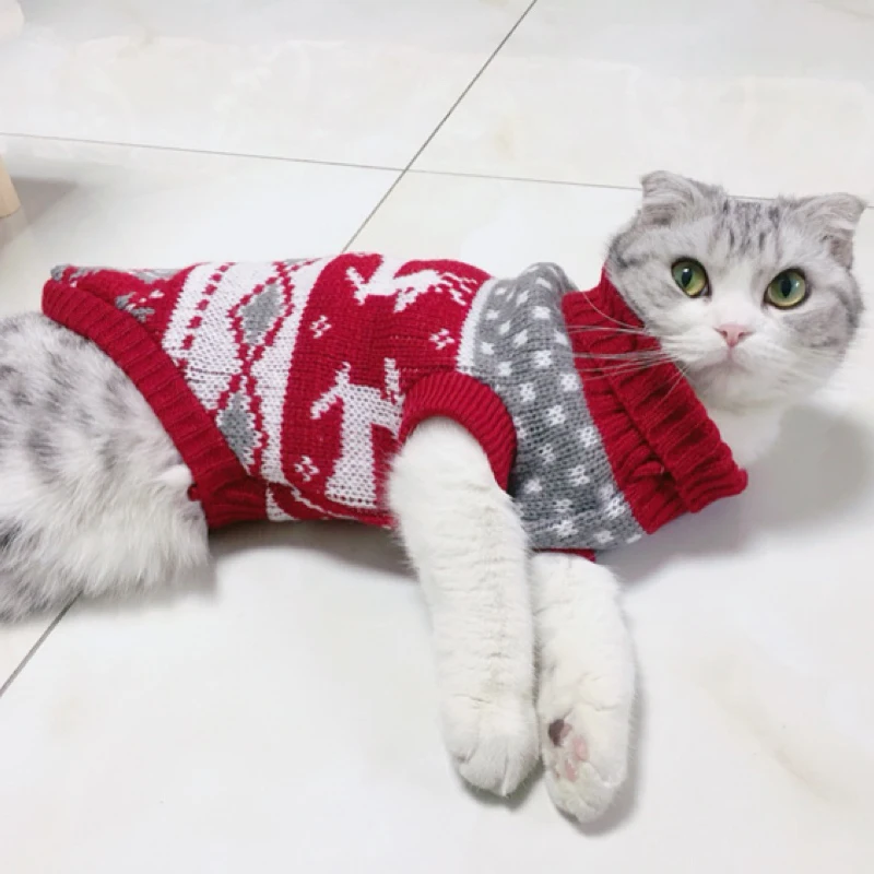 Suéter navideño para gatos, disfraz cálido de invierno para mascotas, ropa para gatos Kedi katten Sphynx, Mascotas, ropa para perros y animales, ropa de gato