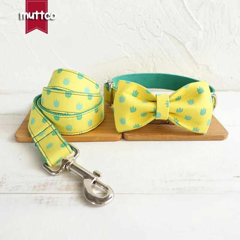 MUTTCO vende al por menor collares de perro de identificación de mascotas personalizados de diseño propio collar hecho a mano THE DINOSAUR FOOTPRINTS 5 tamaños collar de perro UDC052 - imagen 5