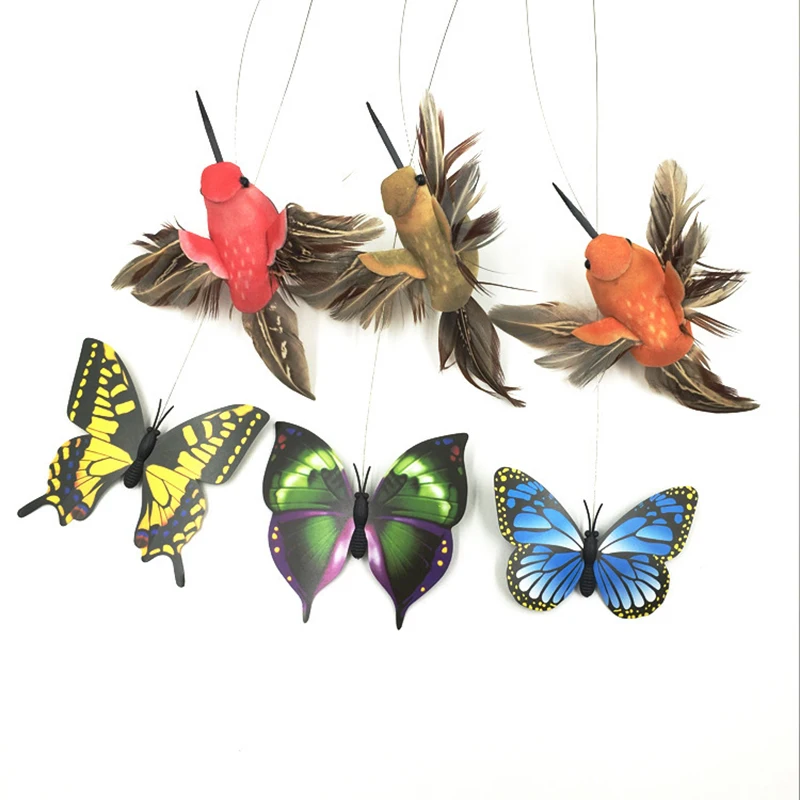 100 Uds. Accesorios lindo eléctrico giratorio colorido mariposa pájaro divertido perro gato juguetes rasguño juguete para gato perros pequeños gatos - imagen 2