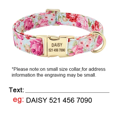Collar floral con placa de identificación para perro - imagen 2