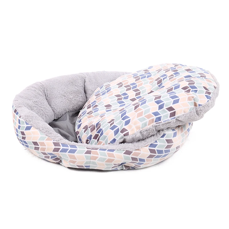 Caseta multicolor para mascotas, nido de Material suave, caseta de otoño e invierno para cachorros y gatos, de talla grande, envío directo - imagen 3