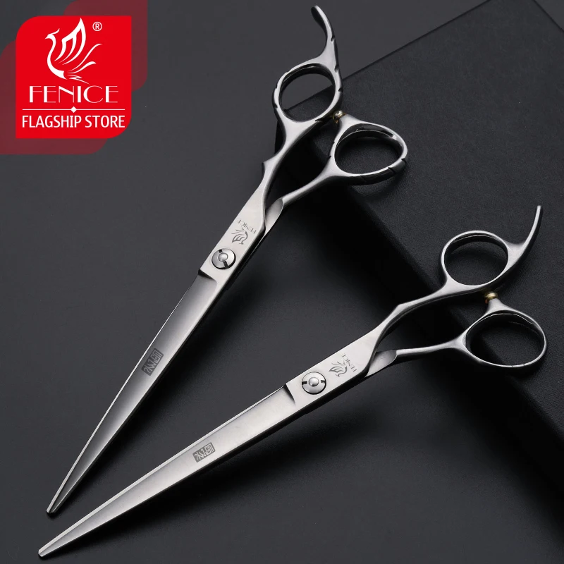 Fenice-Tijeras profesionales rectas para perros, kit de tijeras de corte para mascotas con Mango antideslizante, 7,5 pulgadas