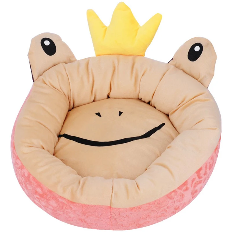 Cama suave de algodón para perros y gatos, cama lavable y cálida para mascotas, perrera con diseño de rana y corona, alfombrilla para cama para perros pequeños, casa para perros y gatos, suministros para mascotas - imagen 3