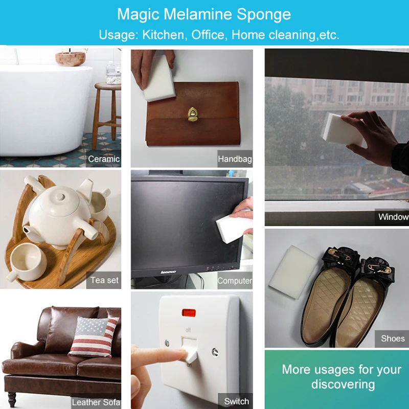 Esponja mágica multifuncional para limpieza de cocina y baño, accesorios de limpieza de melamina, 100x60x20mm, 50 unids/lote - imagen 5