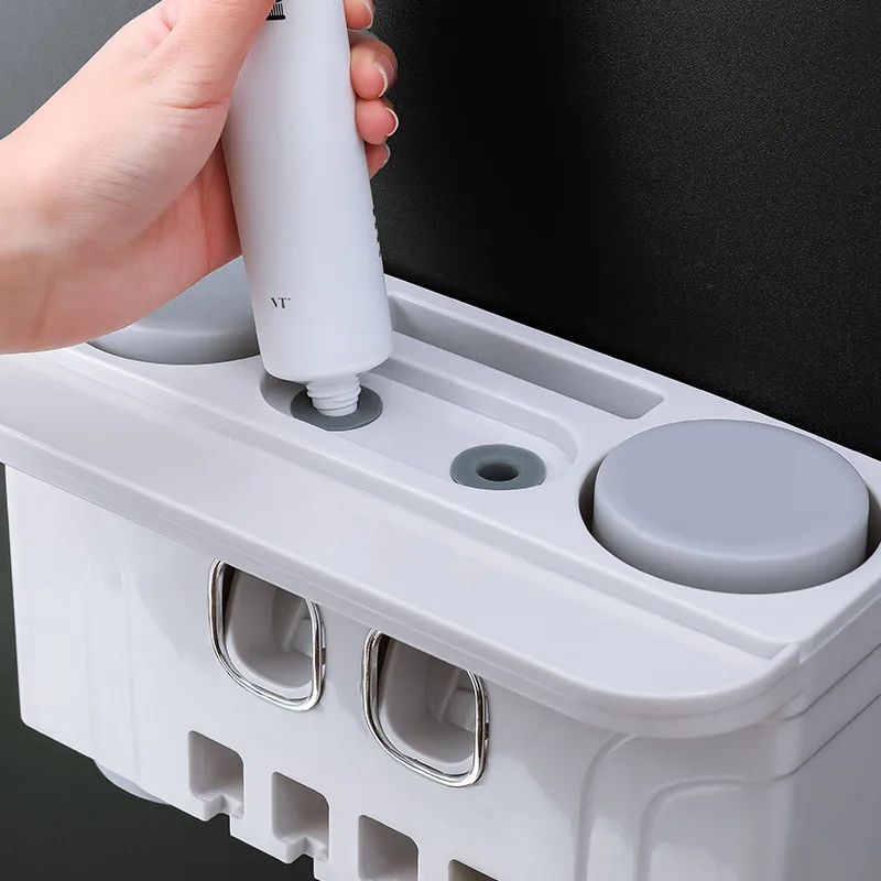 Juego de accesorios de baño, dispensador automático de pasta de dientes, soporte para cepillos de dientes con Kits de tazas, exprimidor de pasta de dientes para niños - imagen 5