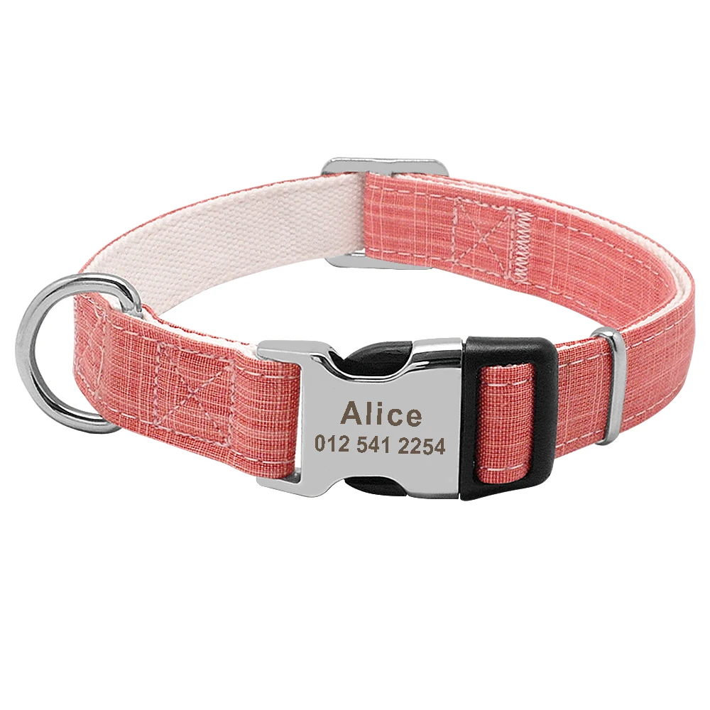 Collar personalizado de nailon con nombre grabado para perro, etiqueta de identificación para cachorro, perros pequeños, medianos y grandes, a la moda - imagen 4