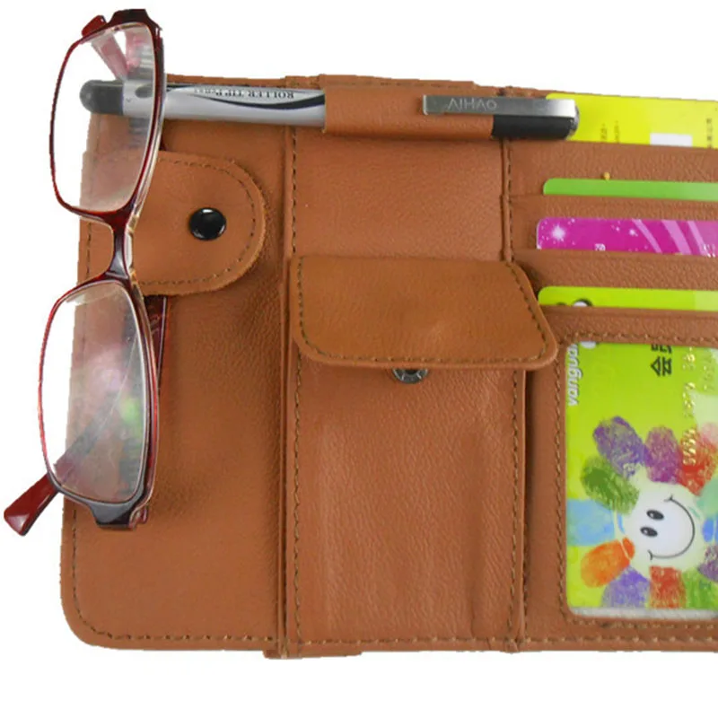 Caja de CD multifunción de cuero para coche, organizador de viaje para DVD, Soporte para tarjeta de visita, bolsa de almacenamiento de CD - imagen 4