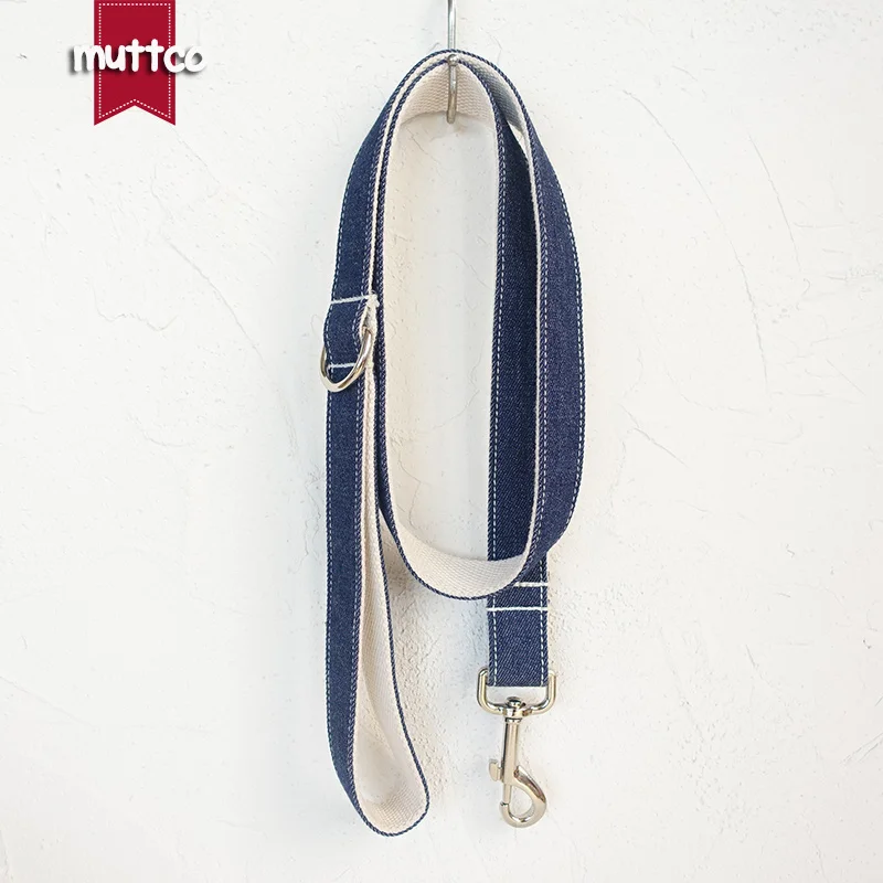 MUTTCO vende al por menor collar de diseño propio THE WHIE JEAN mazarine y collar y correa para perro blanco 5 tamaños UDC036 - imagen 3