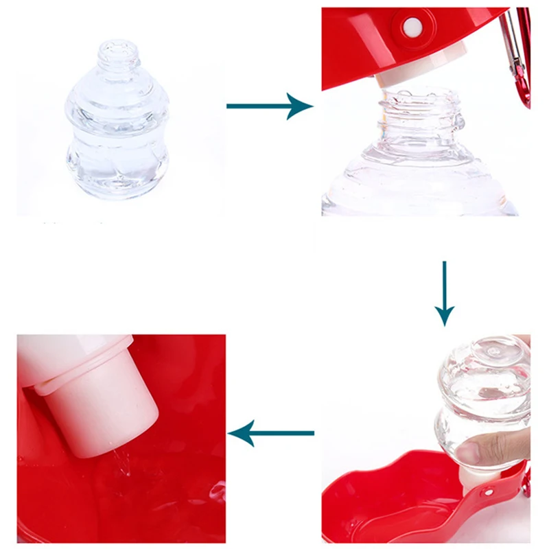 Dispensador de botella de agua para mascotas, cuenco de plástico plegable, alimentador de agua potable portátil para perros y gatos, 250ml, 500ml - imagen 5