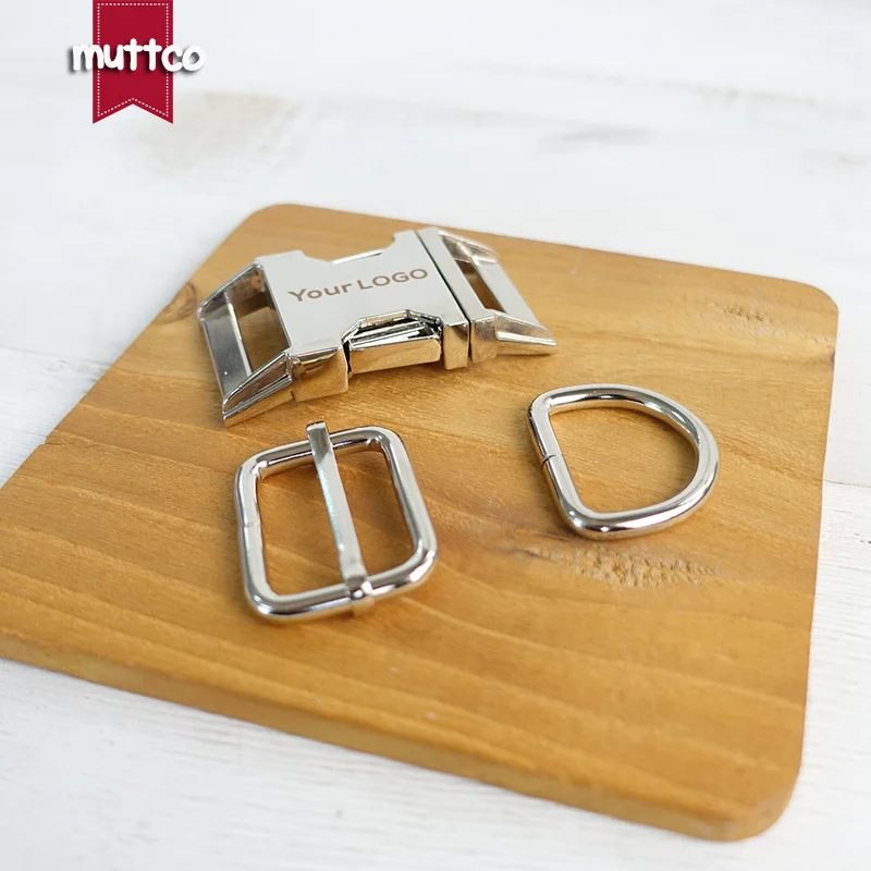 (metal buckle+adjust buckle+D ring) DIY Dog Collar Silver 2.5cm diy emboitement zinc alloy customize LOGO personalized buckle - imagen 2