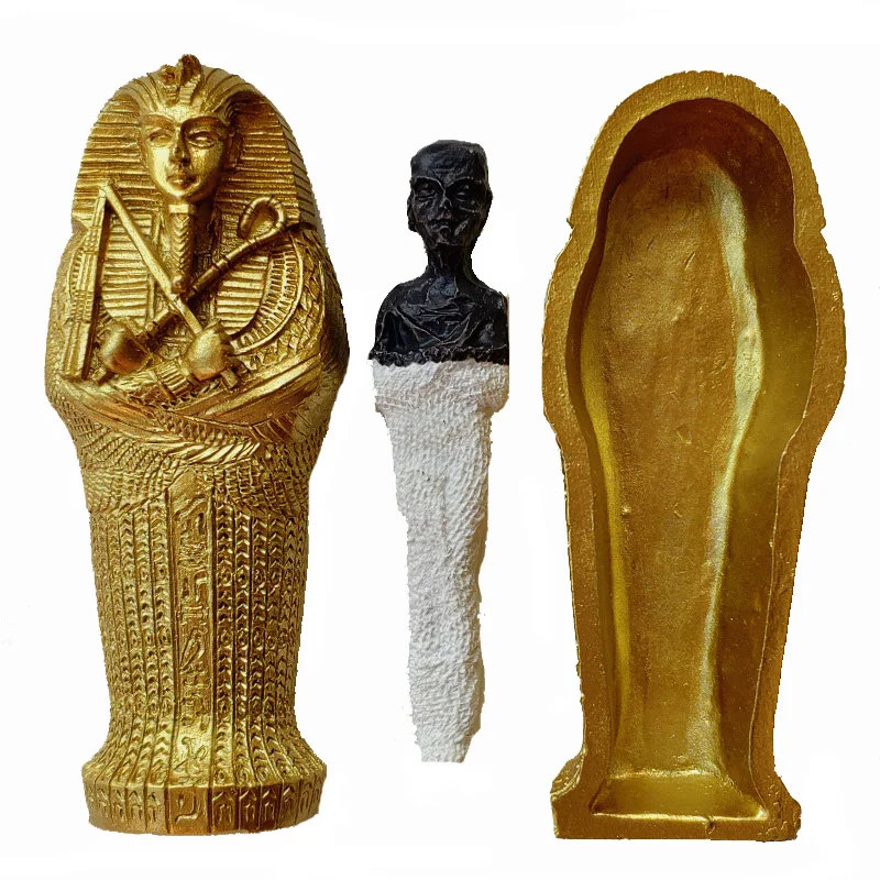 Escultura de resina de ataúd egipcio antiguo, estatua de momia de Egipto, adornos pequeños, modelo en miniatura, decoración de pecera, 1 ud. - imagen 5