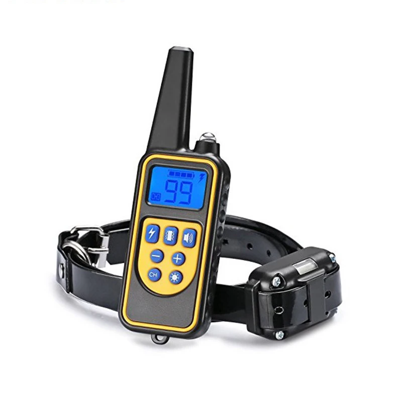 Collar eléctrico de adiestramiento para perros con control remoto con LCD, correa de descargas eléctricas para perro, 800 metros de distancia, mando a distancia recargable e impermeable, modo de vibración, para dejar de ladrar
