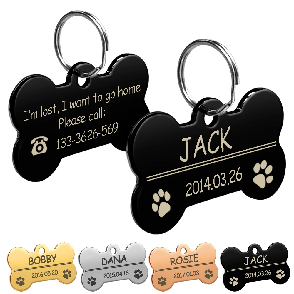 Etiquetas Personalizadas Perros Collar Grabado Nombre Identificación Mascota - imagen 4