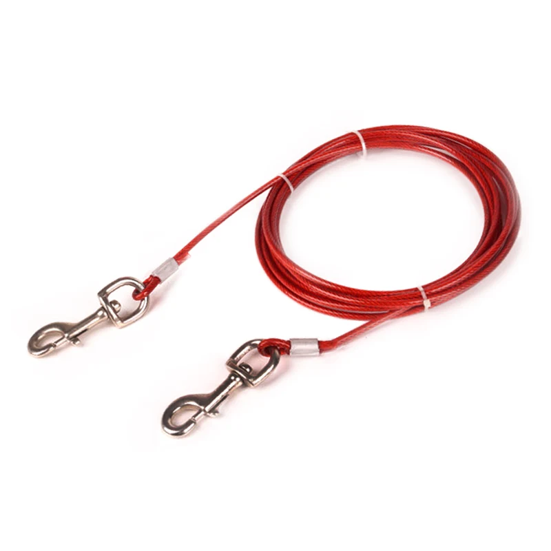 Correa de alambre de acero para perros, correas dobles antimordeduras, no se enreda, para exteriores, Picnic, Camping, caminar, 3 colores - imagen 2