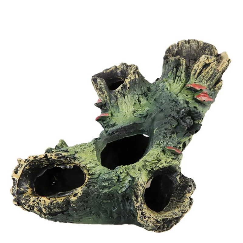 Árbol de simulación hueco de resina con agujero, cueva oculta, acuario, hábitat de reptiles, decoración de paisajismo, casa de evasión de peces, raíz de casa de cría - imagen 2