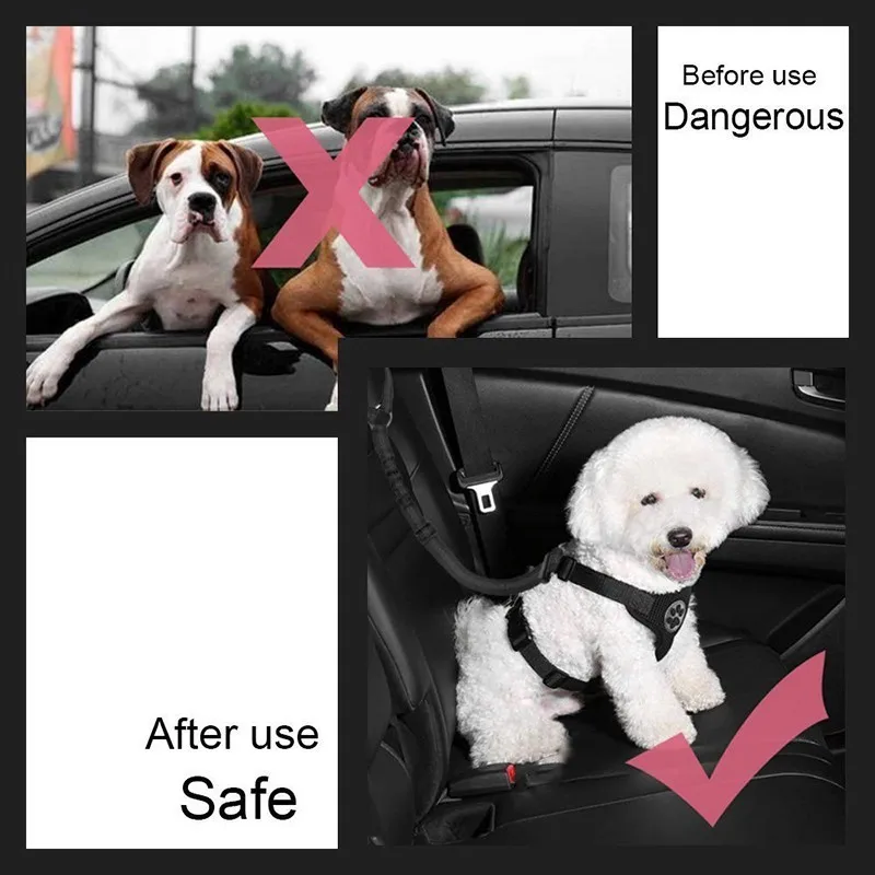 Benepaw-cinturón de seguridad reflectante ajustable para perro, reposacabezas elástico para coche, sujeción para mascotas, cinturón de seguridad para perros, vehículo, viaje, uso diario - imagen 3