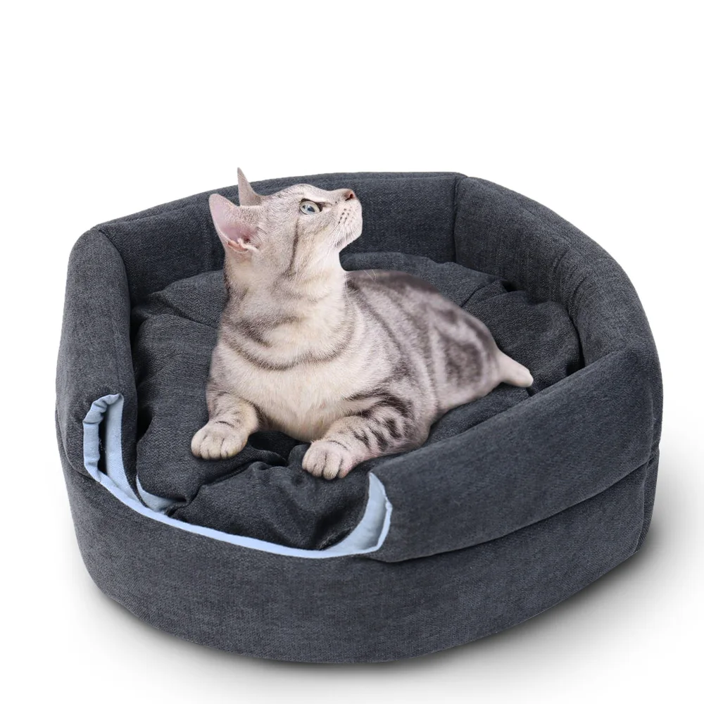 Casa suave y cálida para perros y gatos, nido antideslizante con cojín extraíble, esterilla, 2 usos - imagen 2