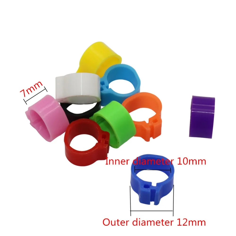 100 Uds diámetro interior 8MM 10MM pájaro plástico Clip anillos Paloma color pie anillo 10 colores suministros para Palomas