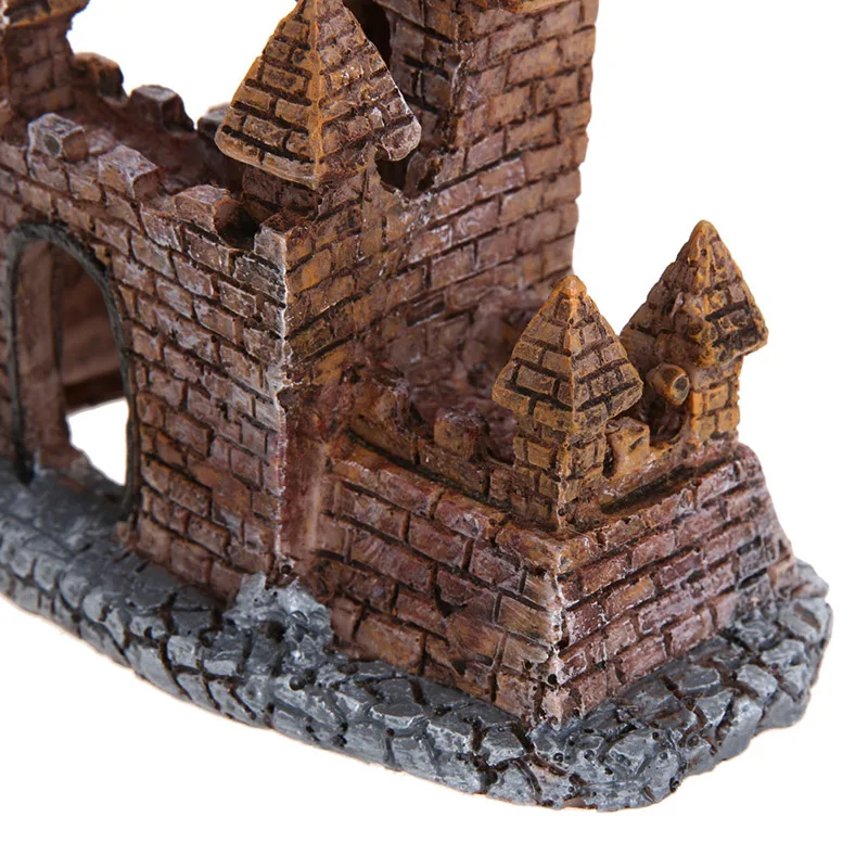 Castillo de resina Vintage europeo para acuario, decoración de pecera, adorno, Mini casa hueca de simulación, casa de bloques para ocultar cría - imagen 4