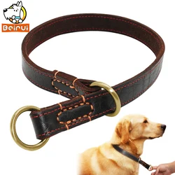 Collar de cuero genuino para perros grandes - Labrador, Pastor Alemán