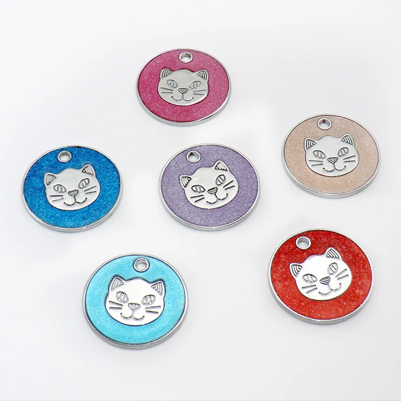 Venta al por mayor, 100 Uds., etiquetas para perros y mascotas, llaveros redondos con nombre de identificación personalizado en blanco para gatos y cachorros, accesorios para Collar, grabado personalizado antipérdida - imagen 4