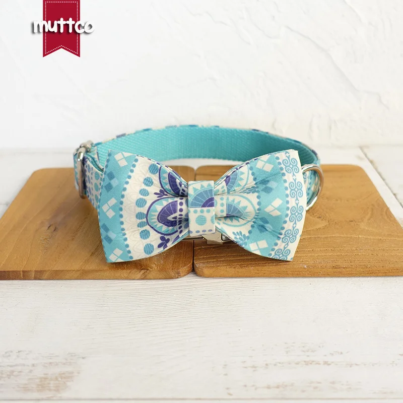 MUTTCO, venta al por menor, collar hecho a mano de alta calidad, collar de perro de zafiro THE FOLK BLUE a la moda, 5 tamaños UDC023 - imagen 4