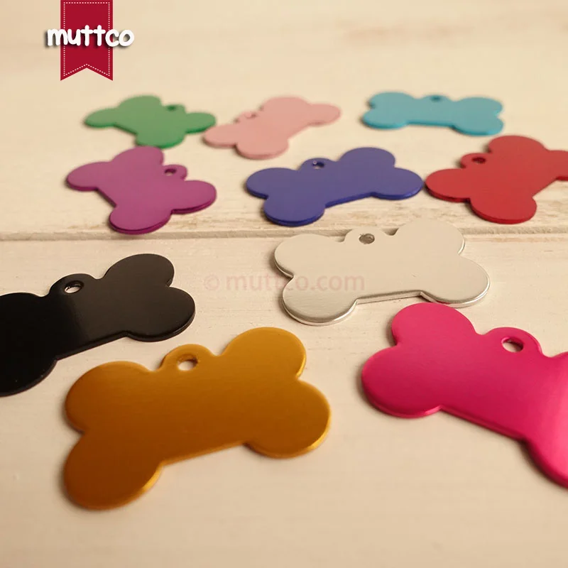 Etiqueta de identificación de metal para perro, etiqueta de identificación de nombre en blanco, número de teléfono, hueso afilado, 10 colores, precio bajo, DIT-025, 10 unidades por lote - imagen 2