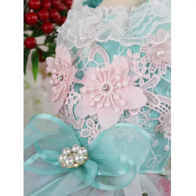 Vestido de lujo para perros, Falda bordada de encaje con tutú, vestido de verano para boda, ropa de fiesta, H8-2 - imagen 3