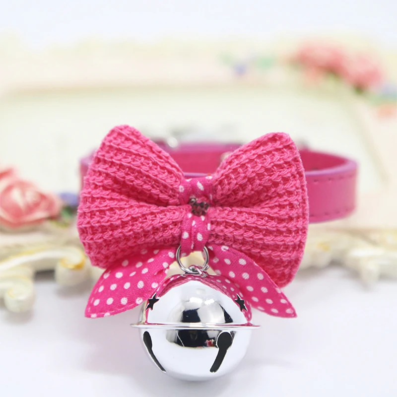 Collares ajustables para perros con lazo y campanas, Collar de PU, hermoso arnés para perros, accesorios para tienda de mascotas y gatos - imagen 4