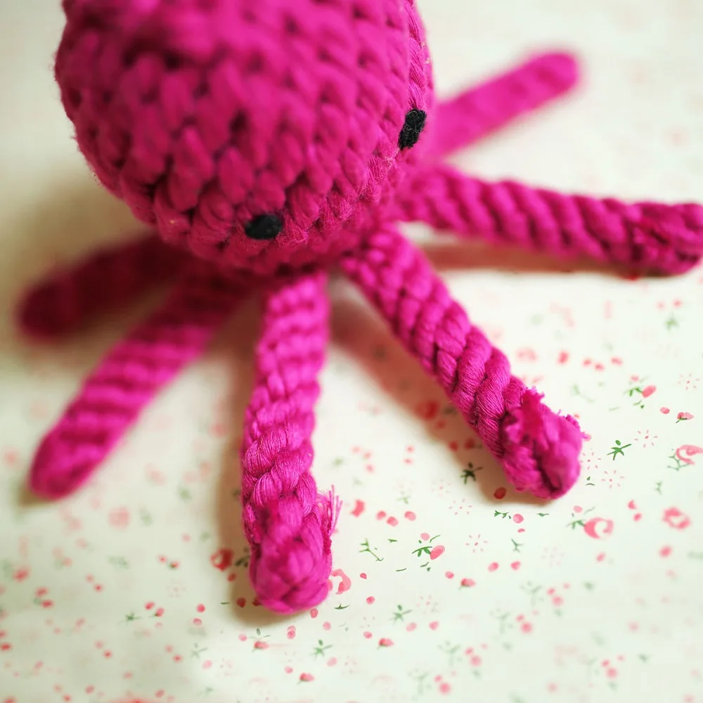 Venta al por mayor de alta calidad rosa pulpo perro mascota juguete cuerda de algodón juguete perro cuerda juguete DRT-018 - imagen 5