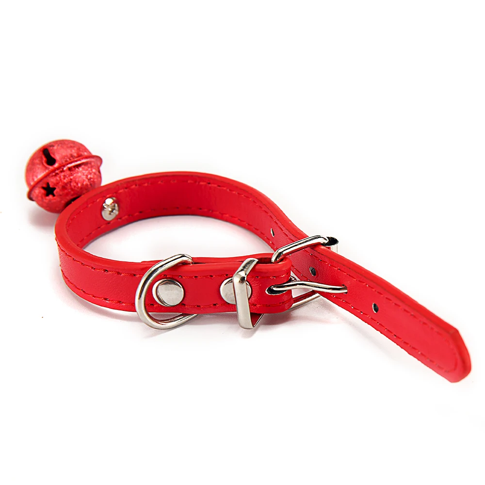 Collar de cuero sólido con cascabel para perros pequeños y medianos, correa ajustable para cachorros, Chihuahua, Pug, MP0058 - imagen 5