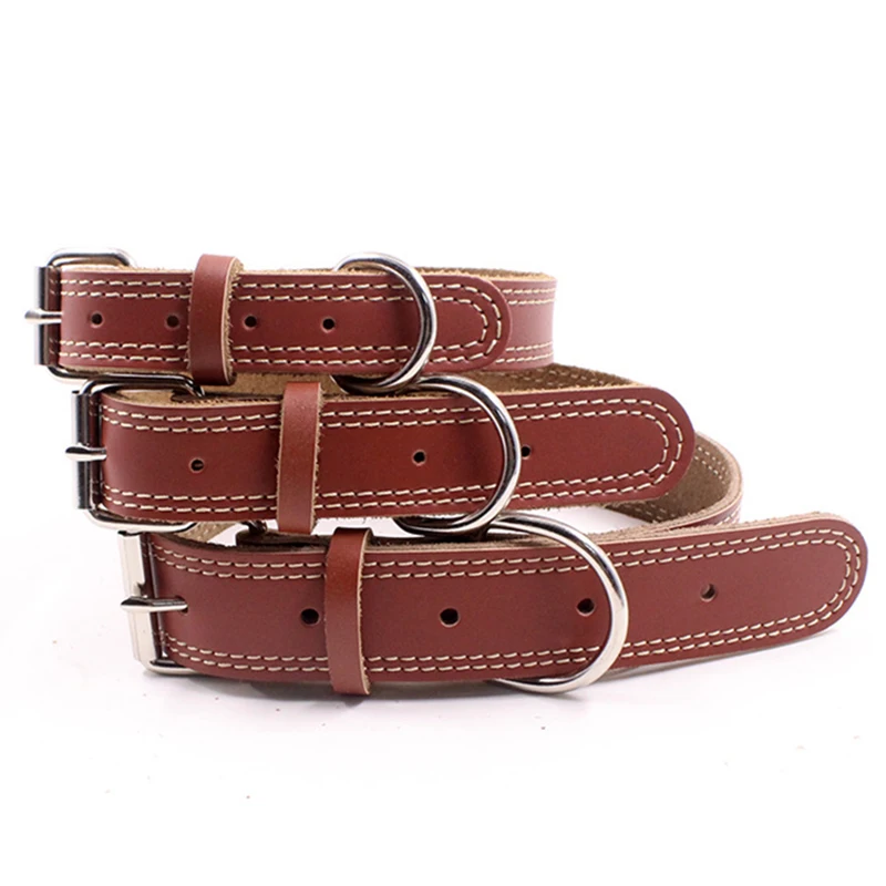 Collar de piel auténtica para perro, accesorio ajustable de alta calidad para corbata de perro, arnés para Pitbull Bull Terrier, accesorios para perros grandes - imagen 3