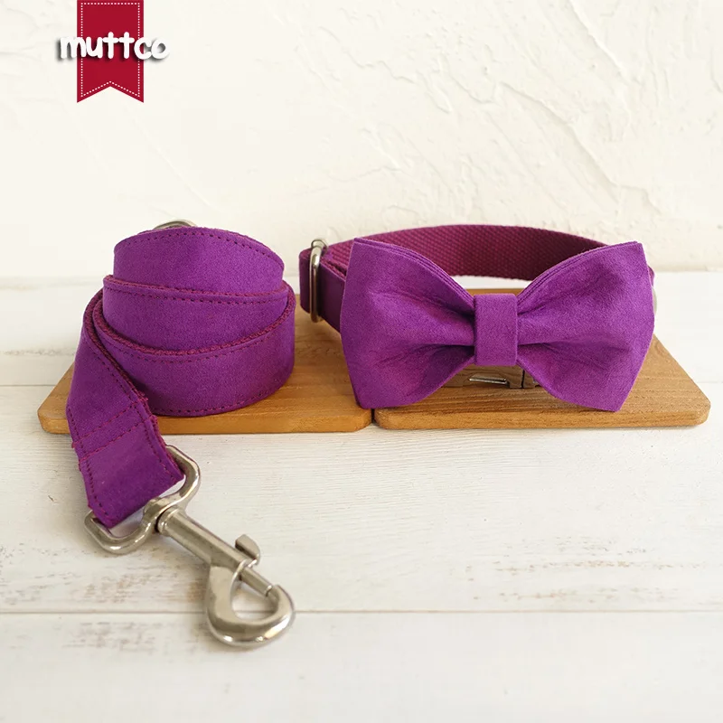 MUTTCO vende al por menor collar de perro de diseño propio THE CANDY PURPLE hecho a mano poli satinado y nylon púrpura 5 tamaños collar y correa de perro UDC029 - imagen 5