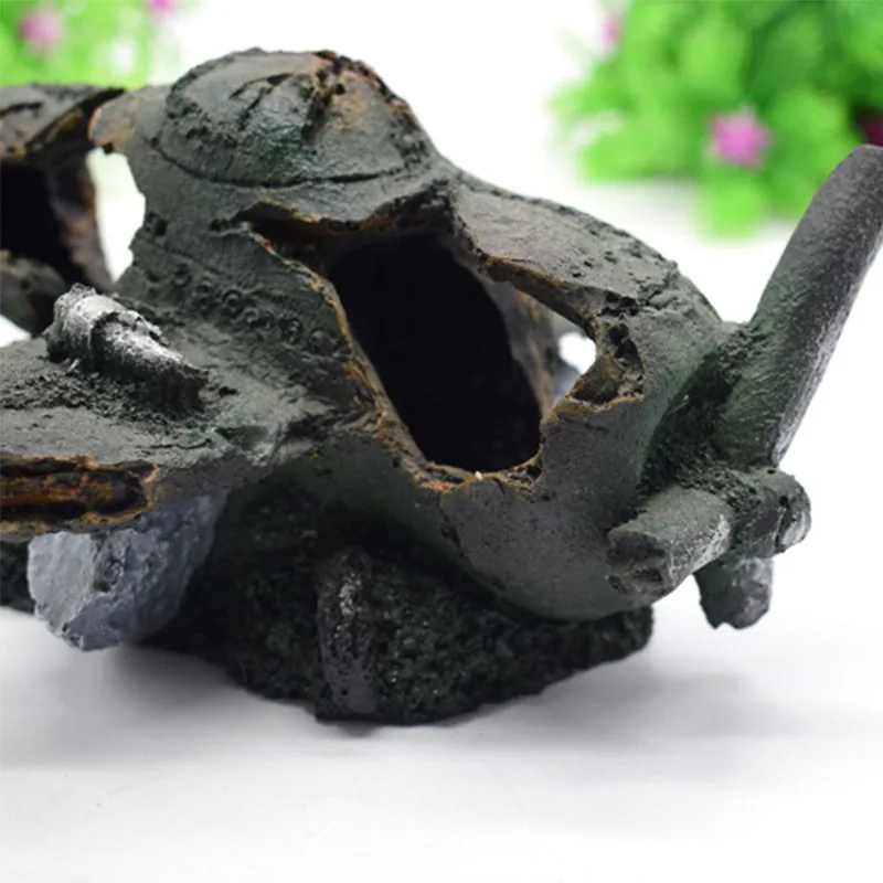 Decoración de acuario, estatua de demolición de avión de resina para ocultar peces, mundo de pecera, cueva, accesorios de adorno para casa - imagen 2