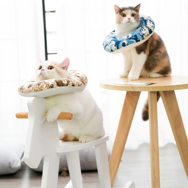 HOOPET-Capucha de gato suave antimordedura, tela suave, círculo ajustable, Collar de perro, suministros - imagen 4