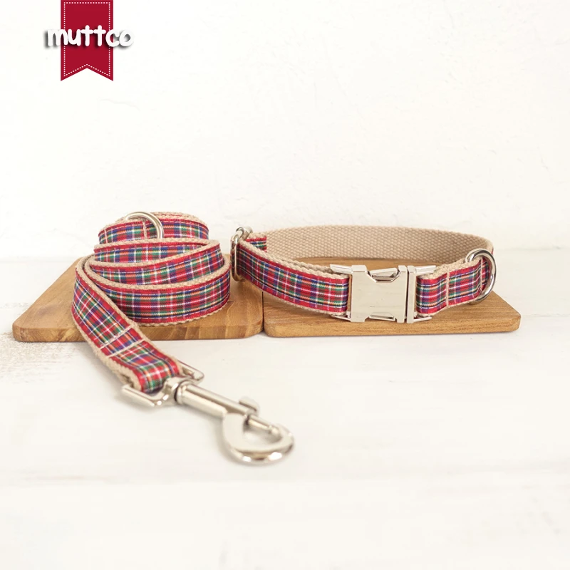 MUTTCO Collares de perro grabados con nombre personalizado al por menor Collar de estilo británico COLLAR de perro a cuadros THE SCOTLAND 5 tamaños UDC012 - imagen 5