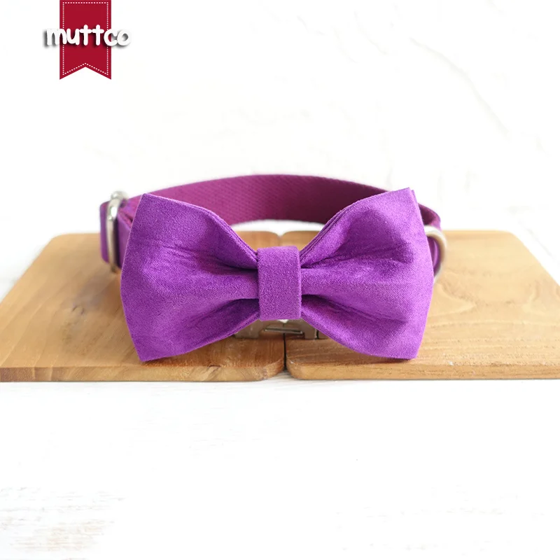 MUTTCO vende al por menor collar de perro de diseño propio THE CANDY PURPLE hecho a mano poli satinado y nylon púrpura 5 tamaños collar y correa de perro UDC029 - imagen 4