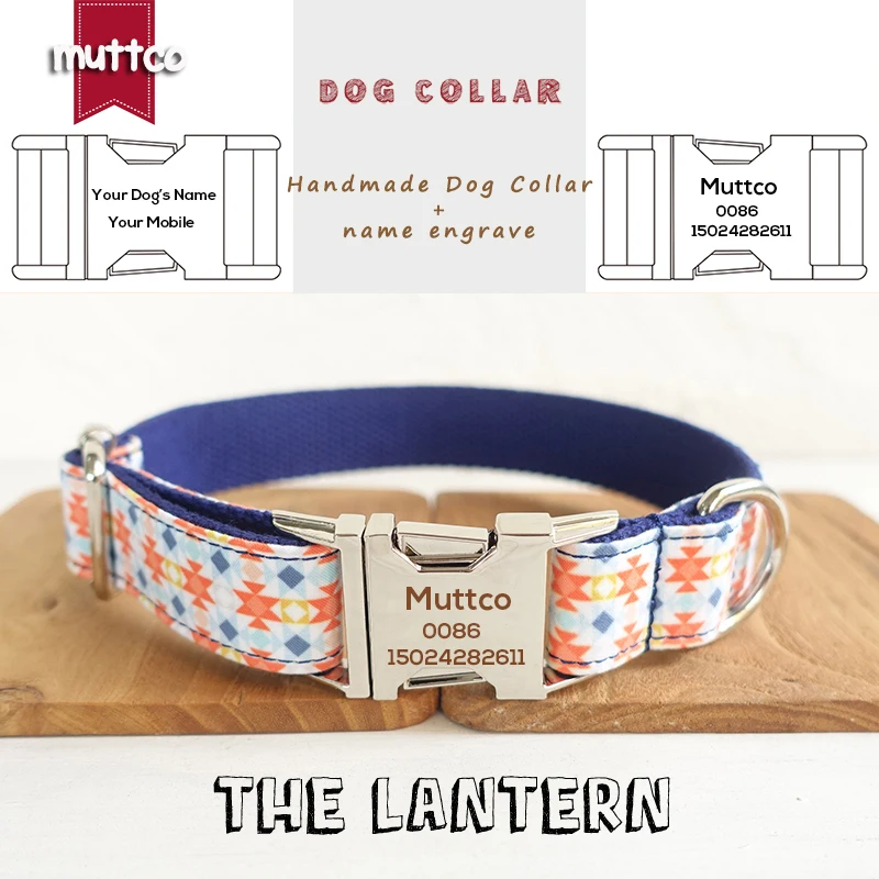 MUTTCO, venta al por menor, collares personalizados para cachorros y mascotas, collar hecho a mano, collar y correa para perros a la moda antipérdida, conjunto de 5 tamaños UDC056