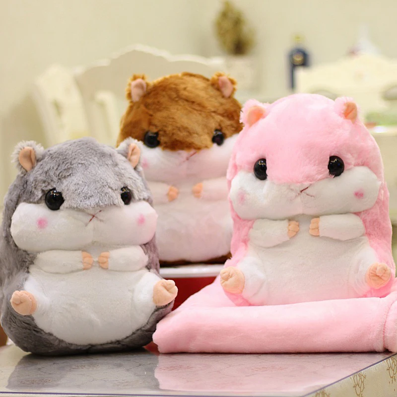 Cojín decorativo de hámster de dibujos animados, almohada de mano cálida con manta suave, bonito cojín, cojines de cintura lavables - imagen 3