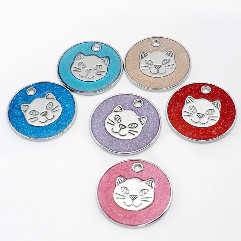 Venta al por mayor, 100 Uds., etiquetas para perros y mascotas, llaveros redondos con nombre de identificación personalizado en blanco para gatos y cachorros, accesorios para Collar, grabado personalizado antipérdida - imagen 2