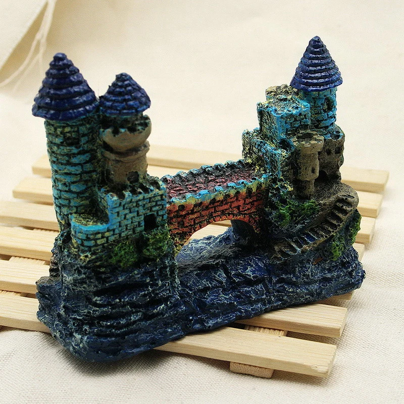 Beautiful Aquarium Decoration Ornament Ancient Castle Resin Background For Fish Tank Aquarium Accessories Live Fish Hide House8