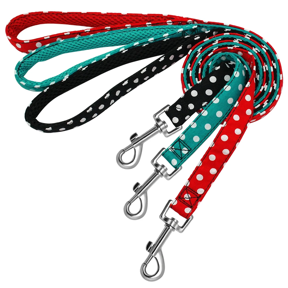 4ft Walking Dog Leash for Small Medium Dogs Cats Soft Nylon Polka Dot Pet Lead Pitbull Outdoor Running Training Rope Duarable - imagen 2