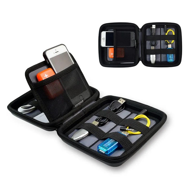 Bolsa de almacenamiento de productos digitales electrónicos, caja organizadora de viaje para el hogar, cubierta para cargador de Cable de datos, con cierre de cremallera, funda EVA - imagen 2