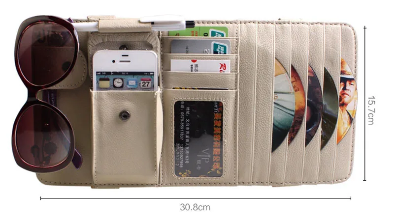 prativerdi Car Leather Multifunction CD Box Car Sun Visor CD Case for DVD Travel Organizer Business Card Holder CD Storage Bag