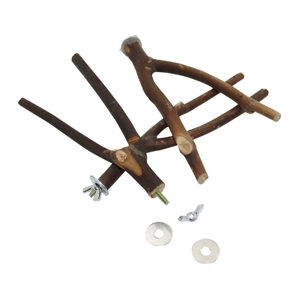 Tenedor de madera Natural para loros y mascotas, tenedor de madera cruda, soporte para ramas de árbol, ardilla, pájaro, hámster, perchas, juguetes para morder, palo, 2 uds. - imagen 3