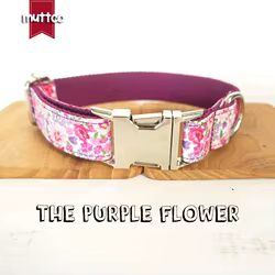 MUTTCO vende al por menor collar de perro particular personalizado THE PURPLE FLOR collares y correas de perro de estilo creativo 5 tamaños UDC049