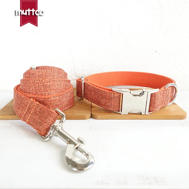 MUTTCO collar de cachorro hecho a mano EL traje naranja productos para mascotas de caballero collar de identificación personalizado para perros pequeños, medianos y grandes UDC069 - imagen 3