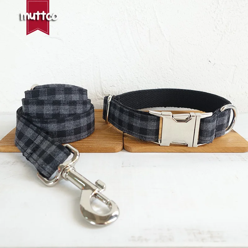 MUTTCO collar para perro respetuoso con el medio ambiente THE BLACK PLAID collar flexible para mascotas conveniente para caminar al perro 5 tamaños collar para perro UDC075 - imagen 3