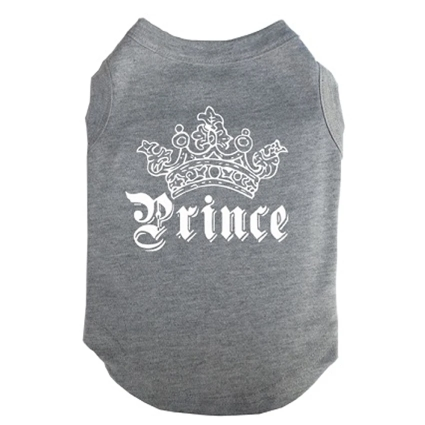 Príncipe impreso mascota cachorro ropa camisas camisetas ropa camisetas para verano para pequeño mediano grande