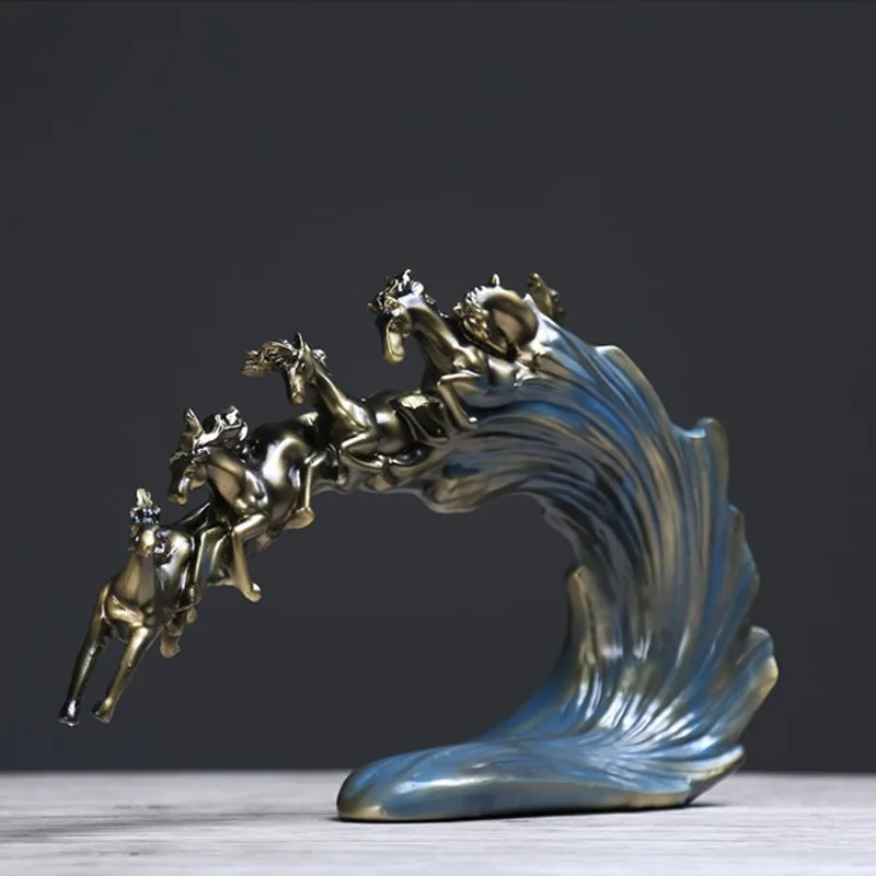 Figuras de decoración de boda de caballos Pentium antiguos, adorno de resina Artificial en miniatura, decoración Vintage para el hogar, regalo del Día de San Valentín - imagen 3